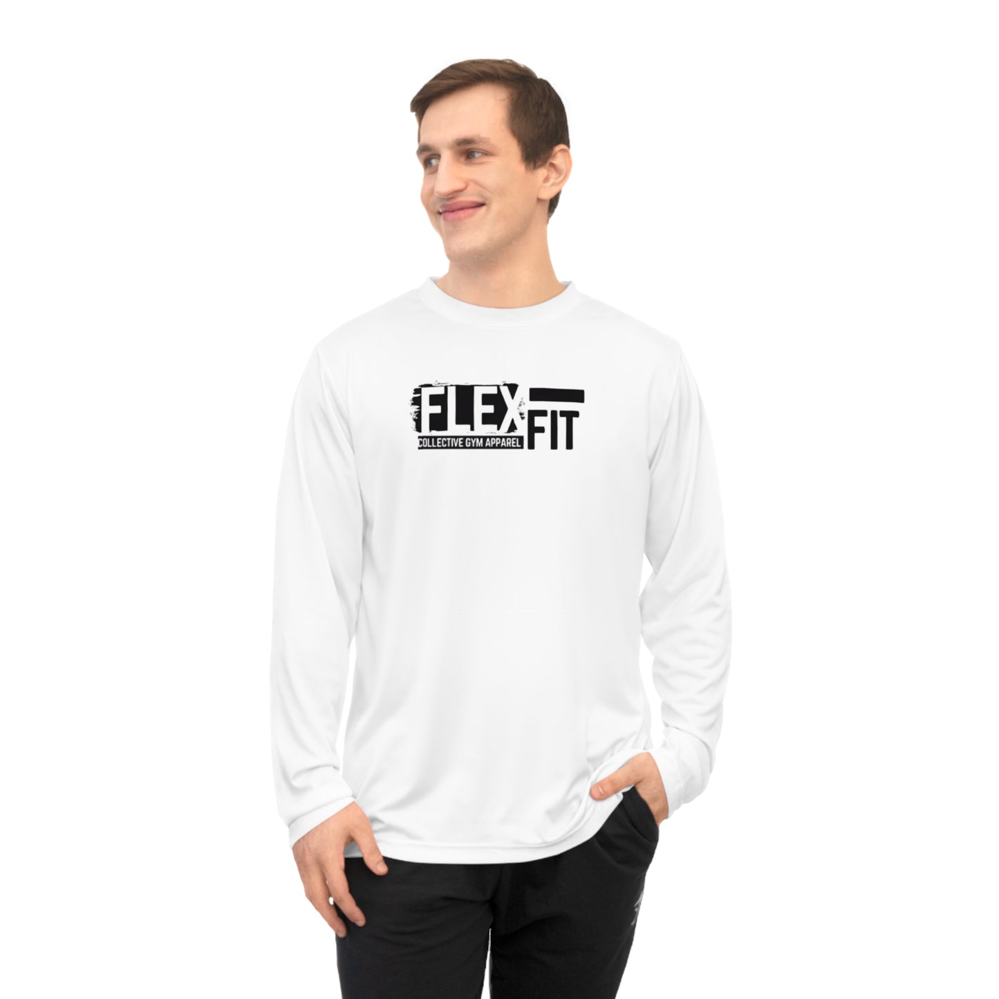 FLEXFIT WHITE Unisex Performance Long Sleeve Shirt - Ideal for Fitness & Active Lifestyle