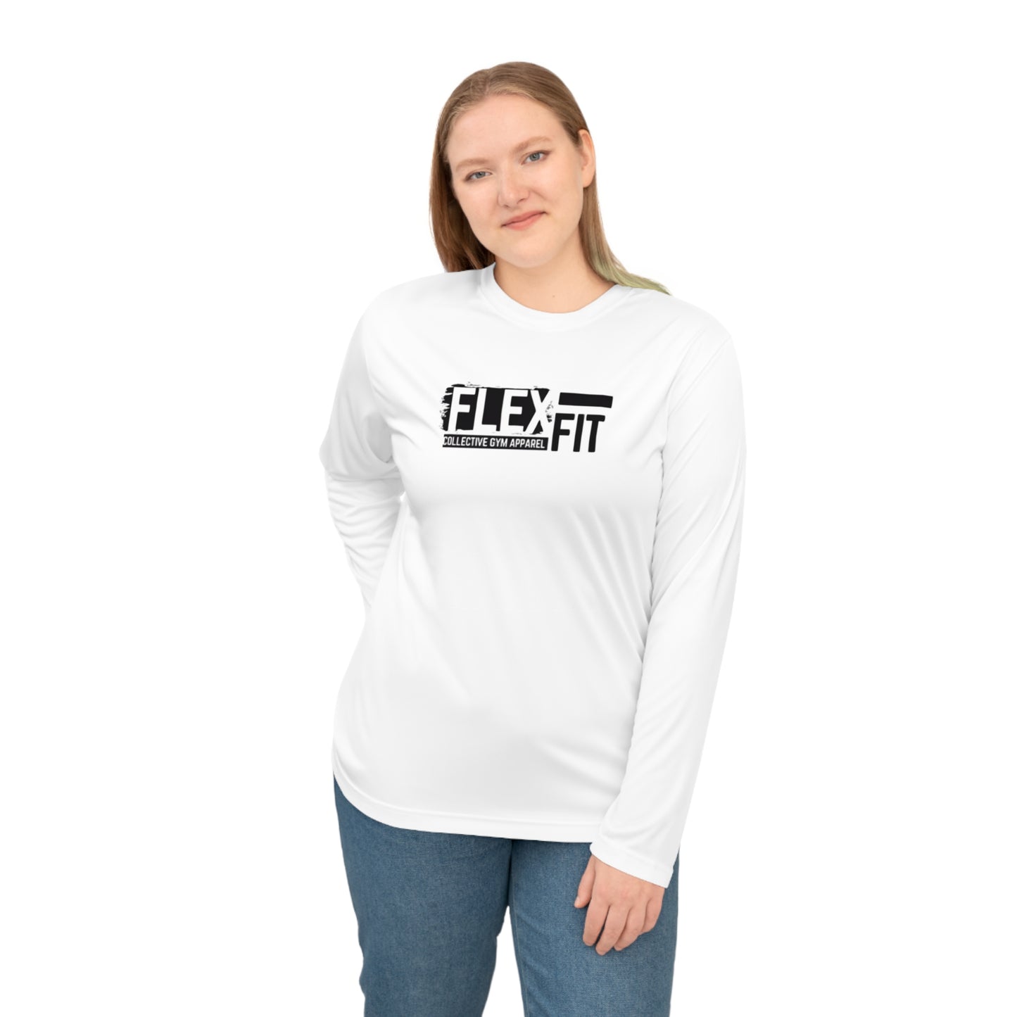 FLEXFIT WHITE Unisex Performance Long Sleeve Shirt - Ideal for Fitness & Active Lifestyle